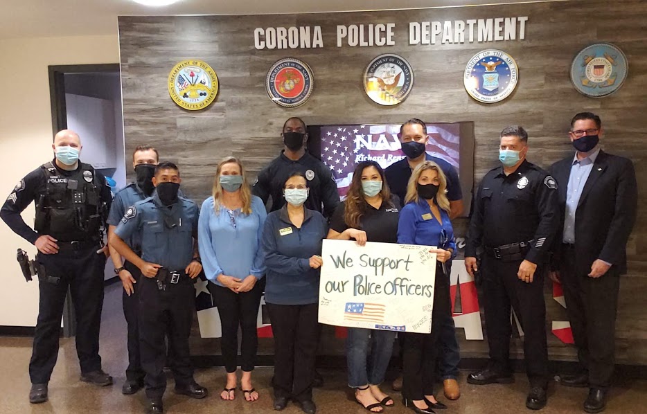 First Team Corona Real Estate Agents Wearing Face Masks And Visiting Corona Police Department