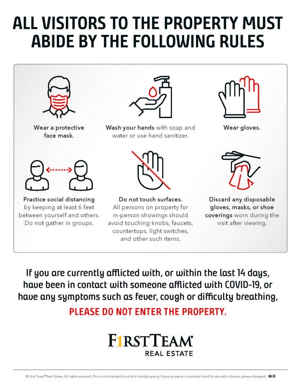 Flyer Of Safety Precautions Amid Covid-19 That Home Sellers Are Legally Obligated To Visibly Post.