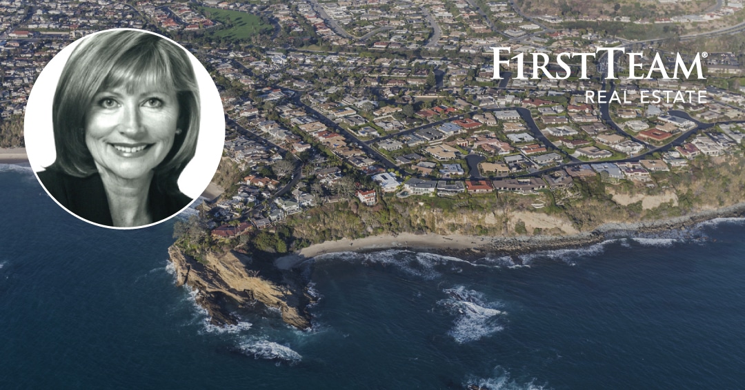 Vikki Morrison photo over aerial view of Dana Point, CA with FirstTeam logo