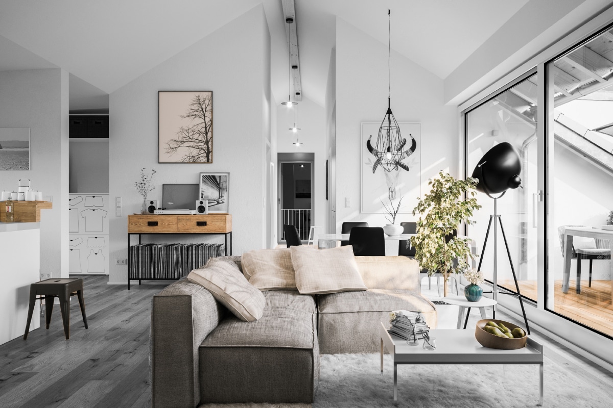 Living room of luxury home interior